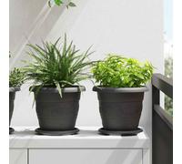 vidaXL Vassoio Rotondo per Fiori 6 pz Nero Ø 17,5 x 2 cm Plastica