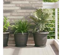 vidaXL Vassoio Rotondo per Fiori 6 pz Nero Ø 23,5 x 2,5 cm Plastica