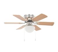 vidaXL Ventilatore da Soffitto Decorato con Luce 82cm Marrone Chiaro Ventola