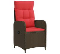 vidaXL Verstelbare tuinstoel Bruin en Rood poly rattan