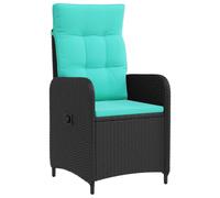 vidaXL Verstelbare tuinstoel Zwart en Turquoise poly rattan