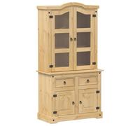 vidaXL Vetrina Corona 100x48,5x179 cm in Legno Massello di Pino, vetrinetta, Mobile con Ante in Vetro, Mobile con Ripiani, Mobile espositivo