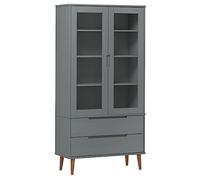 vidaXL Vetrina MOLDE Grigia 90x35x175 cm in Legno Massello di Pino
