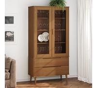 vidaXL Vetrina MOLDE Marrone 90x35x175 cm in Legno Massello di Pino