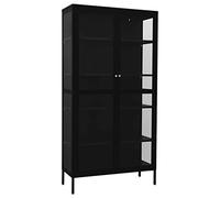 vidaXL Vetrina Nera 90x40x180 cm in Acciaio e Vetro Temperato
