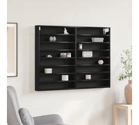 vidaXL Vetrina Vetrina/Espositore da parete, in legno di quercia nera, 100 x 8,5 x 75 cm, 10 ripiani per soggiorno/atrio