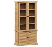 vidaXL Vetrina Vigo 85x35x170 cm in Legno Massello di Pino, vetrinetta, Mobile con Ante in Vetro, Mobile con Ripiani, Mobile espositivo