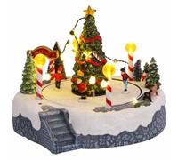 vidaXL Villaggio Natalizio in Miniatura con Luci LED Colorate. Include Figure e Albero. Perfetto per Decorare la Tua casa Durante Le Feste!