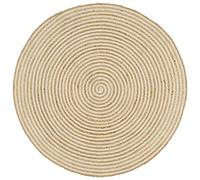 vidaXL Tappeto Lavorato a Mano in Juta Naturale Intrecciata Rotondo a Spirale Cucina Salotto Passatoia Artigianale Design a Spirale Bianco 90 cm