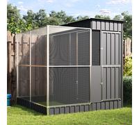 vidaXL Voliera con Estensione Argento 209x203x216 cm Acciaio