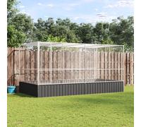 vidaXL Voliera con Estensione Argento 418x207x212 cm in Acciaio