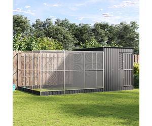 vidaXL Voliera con Estensione Argento 497x303x216 cm in Acciaio