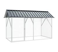 vidaXL Voliera per Uccelli Grigia 112 x 227 x 141 cm. Struttura Resistente con Porta Facile da Aprire e Design Moderno per Gli Animali da Compagnia in Giardino.