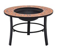 vidaXL Braciere con Mosaico Decorativo Robusto a 3 Gambe Stufa per Esterni Tavolo con Barbecue Terracotta 68 cm in Ceramica Telaio in Acciaio