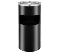 vidaXL Pattumiera con Posacenere da Parete 26 L Lavabile Inserti Rimovibili Cestino Rifiuti Bidone Spazzatura Commerciale in Acciaio Inox Nera