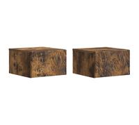 vidaXL Comodino da parete, 2 pezzi, rovere fumé, 49 x 34,5 x 20 cm, per soggiorno, scrivania compatta, portaoggetti a parete, mensola sospesa, tavolino funzionale, organizer moderno