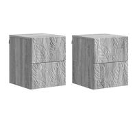 vidaXL Comodino da parete, 2 pezzi, Sonoma grigio, 34,5 x 33 x 40 cm, comodino essenziale, unità compatta, tavolo moderno, compagno chic per la camera da letto, pratico stoccaggio