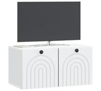 vidaXL Mobile Porta TV da Muro Bianco 59,5 x 31 x 30 cm, Stoccaggio moderno per il salotto, design rettangolare, mensole da parete, console per media, unità intrattenimento ampia