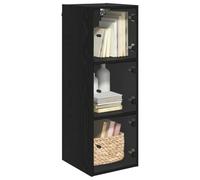 vidaXL Armadietto a Muro Rovere Nero 35 x 37 x 102 cm, Armadio da Soggiorno, Rettangolare, Moderno, Robusto, a Parete, con Porta in Vetro, salvaspazio, unità per la casa