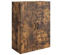 vidaXL Armadietto da parete in rovere fumato, 66 x 34,5 x 90 cm, in legno di ingegneria, mobiletto rettangolare, da parete, salvaspazio, pratico, stile minimalista per il vostro soggiorno
