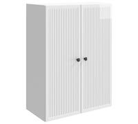 vidaXL Mobiletto a muro Bianco Lucido 66 x 34,5 x 90 cm, Mobile da parete vintage per soggiorno, organizer rettangolare, design efficace per ottimizzare spazio