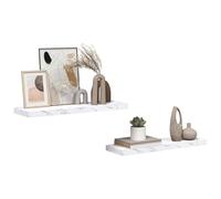 vidaXL Scaffale da Parete 2 PCS Marmo Bianco 80 x 23,5 x 4 cm, Mensola Rettangolare per Soggiorno, Mobile Moderno, Soluzione Resistente, Decorazione Indoor, salvaspazio