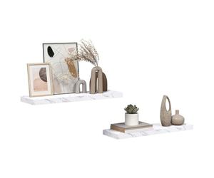vidaXL Wandplank Muurmontage 2 st Wit Marmer 90 x 23,5 x 3,8 cm