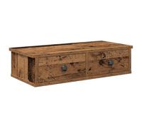 vidaXL Scaffale a Parete con Cassetti Antico 60x28x15 cm in Truciolato, mensola da Muro con mobiletto, mobiletto portaoggetti Montato a Muro, unità a Muro sospesa