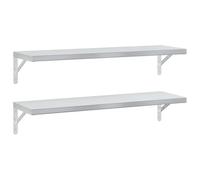 vidaXL Mensole a Muro 2 pz 100x30 cm Argento in Acciaio Inossidabile, mensola sospesa, mensola sospesa a Muro, scaffale espositivo a Muro