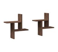 vidaXL Mensole da Parete 2pz Rovere Marrone 38x12x38 cm in Truciolato, scaffale a Muro, scaffale espositivo, espositore a Muro, scaffale pensile