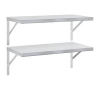 vidaXL Mensole a Muro 2 pz 75x40 cm Argento in Acciaio Inossidabile, mensola sospesa, mensola sospesa a Muro, scaffale espositivo a Muro