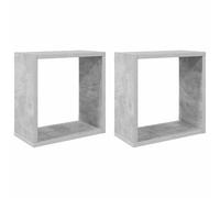 vidaXL Wandschappen kubus 2 st 30x15x30 cm betongrijs