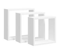 vidaXL Mensole a Cubo da Parete 3 pz Bianche in MDF