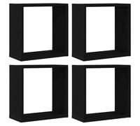 vidaXL Mensole Parete Cubo 4 pz Rovere Nero 30x15x30 cm Truciolato