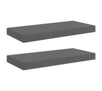 vidaXL Scaffali a Parete 2 pz Grigio Lucido 50x23,5x3,8 cm in MDF