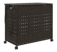 vidaXL Cesto Portabiancheria Ruote Marrone Scuro 66x35x60 cm Rattan
