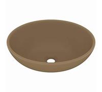 vidaXL Lavandino Lusso Ovale Crema Opaco 40x33 cm in Ceramica