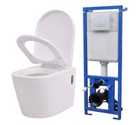 vidaXL WC a Muro con Sciacquone Nascosto in Ceramica Bianco
