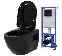 VIDAXL - Wc A Muro Con Sciacquone Nascosto In Ceramica Nera