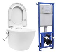 VIDAXL - Wc A Muro Senza Bordo Con Sciacquone Nascosto Ceramica Bianco