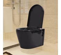 vidaXL WC Sospeso in Ceramica Nera