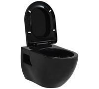 vidaXL WC Sospeso in Ceramica Nera