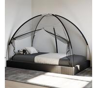vidaXL Zanzariera Mongolia con Porte 220 Rete Nera 200x120x130 cm, zanzariera da letto, zanzariera portatile, rete anti insetti, zanzariera pieghevole