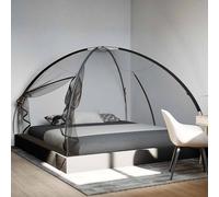 vidaXL Zanzariera Mongolia con Porte 220 Rete Nera 200x200x135 cm