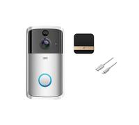 Video Campanello Wifi Wireless Smart Camera Citofono Con Rilevamento Del Movimento Impermeabile For La Sicurezza Domestica Ampia Gamma di Ambienti Domestici(1080P Silver Kit Add 32G TF Card)