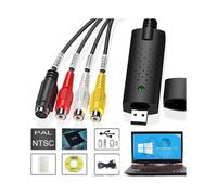 Video Capture Audio Video USB 2.0 Converter Digital VHS Video Capture Box VHS C Hi8 Transfer Recorder Compatible with Win 10