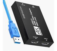 Video Capture Card, Audio Capture Card, USB 3.0 Capture Card 4K HDMI Loop-Out, 1080P 60FPS Capture Videogiochi per Streaming, Gaming e Broadcasting Xbox/PS4/PS5/OBS/Fotocamera/PC