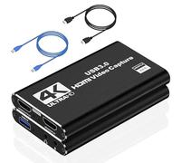 Video Capture Card, Audio Video Capture Card, USB 3.0 Capture Card 4K HDMI Loop-Out, 1080P 60FPS/2K 30FPS Video Game Capture for Streaming, Works for PS5/Switch/Xbox/Camera/PC/OBS