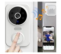 Video Doorbell, Campanello intelligente WiFi con telecamera, citofono visivo wireless bidirezionale e monitor remoto(White)