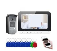 Video Doorbell, di citofono for videocitofono con schermo da 7 pollici cablato 1 supporto for monitor TF Card Record 1 videocamera HD con campanello RFID(1Cam V 1LCD 32G TF)